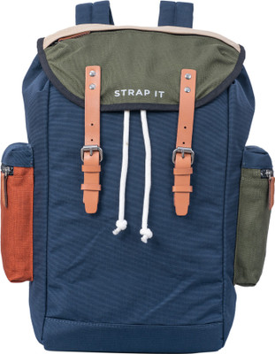 Strap It SHERPA- Water Resistant Day Use Laptop Backpack with Leather Details 25 L Laptop Backpack(Grey, Tan)