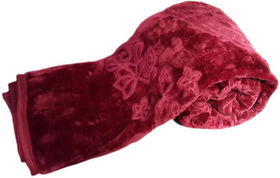 MAGICAL Floral Single Mink Blanket for  Heavy Winter(Microfiber, Maroon)