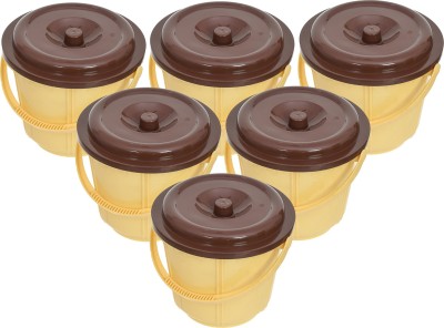 Heart Home Plastic Grocery Container  - 5 L(Pack of 6, Yellow)