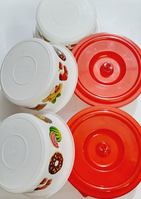 NISHTHA CREATION Plastic Utility Container  - 500 ml(Pack of 5, White, Red)
