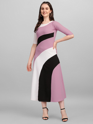 PURVAJA Women A-line Purple Maxi/Full Length Dress