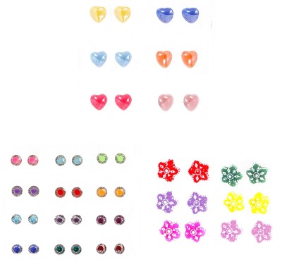 Shippara Fashionable Stud Earring Plastic Stud Star Colour & Design (Pack Of 24) Beads Plastic Earring Set