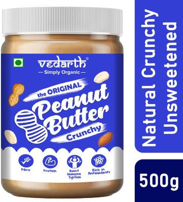 Vedarth Natural Peanut Butter (Crunchy) | Unsweetened with Whey Protein 500 g