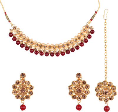 ashlyn creations Crystal Maroon Jewellery Set(Pack of 1)