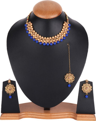 ABHRIK IMITATION Crystal Gold-plated Blue, Gold Jewellery Set(Pack of 1)