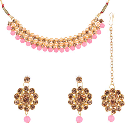 ashlyn creations Crystal Pink Jewellery Set(Pack of 1)