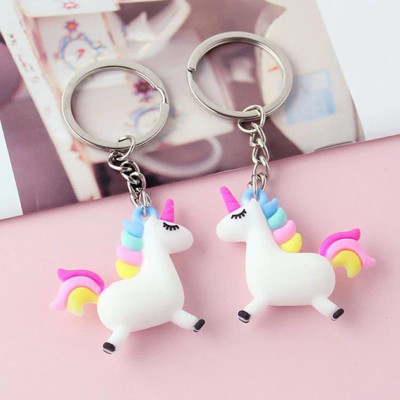 Blue Aura 2pcs Set of Unicorn Rubber Keychain .Keyrings for Children Key Chain