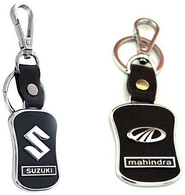 JAINSON MARTIN Combo Of suzuki & mahindra Car Logo Leather Hook Keychain For Bike Lovers Key Chain