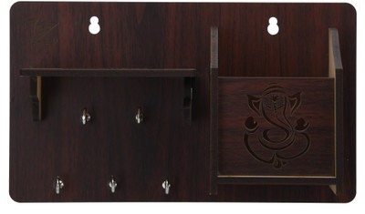 Kaynka Wood Key Holder(5 Hooks, Brown)