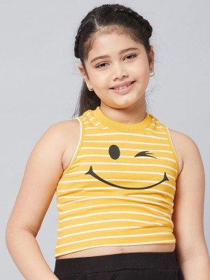 Stylo Bug Girls Casual Pure Cotton Crop Top(Yellow, Pack of 1)