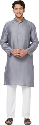 Fabindia Men Self Design Straight Kurta(Grey)