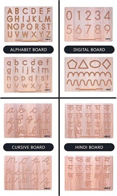 Virth Capital and Small, Cursive, Hindi Alphabet, Number & Patten Toys(Brown)