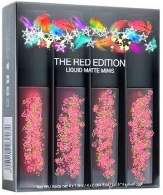 DESRK HIGH QUALITY RED EDITION NON TRANSFER LIQUID LIPSTICK SET OF 4 MULTI COLORS(COMBO OF RED DIFFRENT COLORS, 16 ml)