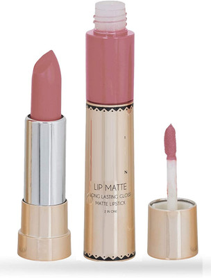 Latixmat 2 IN 1 SMUDGE PROOF MATTE FINISH WATER PROOF LONG LASTING LIPSTICK(BROWN, 8 ml)