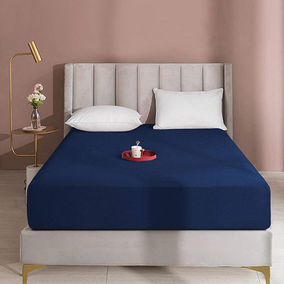 rakhi home décor Fitted Single Size Breathable, Stretchable, Waterproof Mattress Cover(Blue)