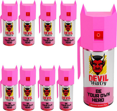Devil Will Cry Powerful Pink Chilli Pepper Spray Self Defence for Women Pack Of 9 Each 55 ml Pepper Stream Spray
