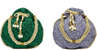 PREESA Women's Georgette Combo Pack of 2 Potlis for Return Gift and Wedding Potli(Pack of 2)