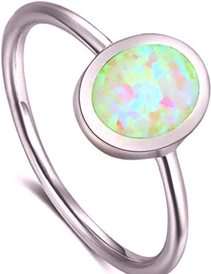Gemperor Australian Opal Wt5.25Ratti With Certificate-Check Seller As Gemperor & Order It Brass Opal Silver Plated Ring
