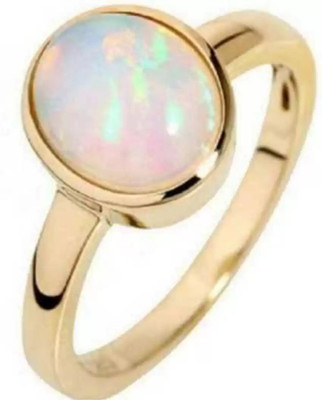 Gemperor Australian Opal Wt5.25Ratti With Certificate-Check Seller As Gemperor & Order It Brass Opal Gold Plated Ring