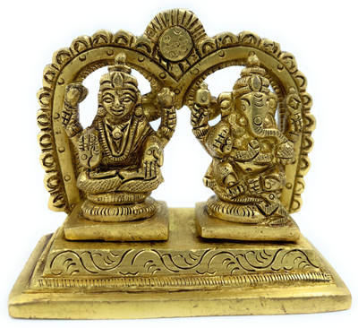 patitpavan Pure Ashtadhatu Laxmi Ganesh idol in One Frame Decorative Showpiece  -  8.75 cm(Brass, Gold)