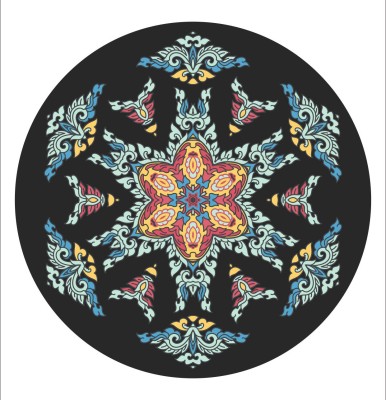 Decor Villa 38 cm 40 Rangoli Decorative Floor Decals-( 38 Cm x 38 Cm) Reusable Sticker(Pack of 1)