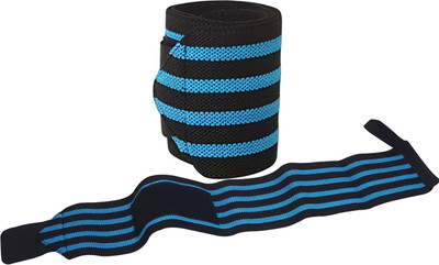 LACOPINE Weightlifting Wrist Wraps Professional Grade With Thumb Loops Elasticated Straps Wrist Support(Blue, Black)