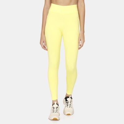 Zelocity by Zivame Solid Women Yellow Tights