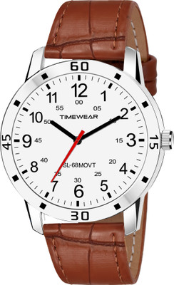 TIMEWEAR 257BDTG TIMEWEAR New Track White Number Dial Brown Leather Strap Analog Watch  - For Men