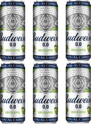 Budweiser 0.0 Non alcoholic Green Apple Can(6 x 330 ml)