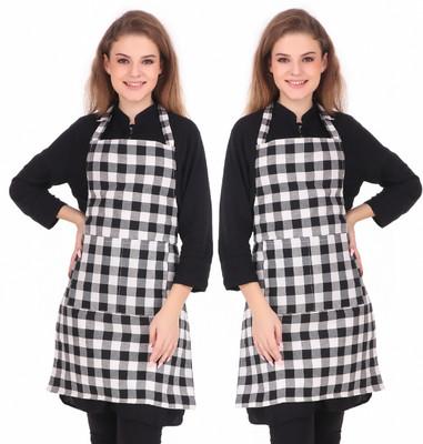 Syntus Cotton Chef's Apron - Free Size(White, Pack of 2)