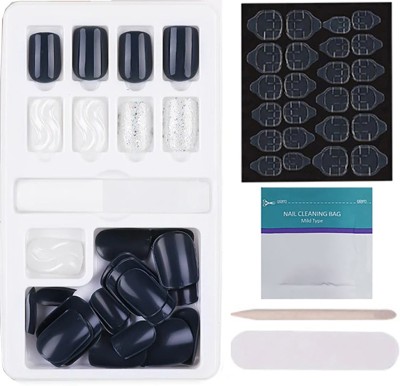 Store2508 Press on Gel Nails 30 Pcs With Double Sided Jelly Adhesive, Nail Glue & Filer MB658_031(Pack of 30)