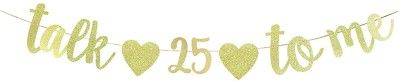 Festiko Talk 25 to Me Banner,Gold Glitter 25th Birthday/Anniversary Party Supplies,Men/W Banner(10 ft, Pack of 1)