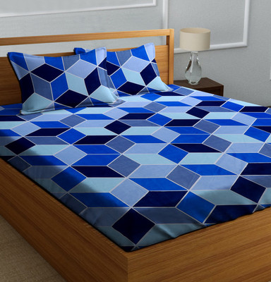 Decorum 160 TC Polycotton Double Geometric Flat Bedsheet(Pack of 1, Multicolor)