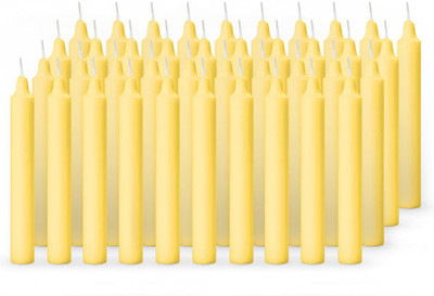 ASIDEA Plain stick candles for home decor, birthday, Diwali, Party Candle(Yellow, Pack of 50)