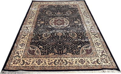 R CARPETS Black, Brown Silk Carpet(5 ft,  X 7 ft, Rectangle)