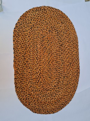 JUTE ARTS GALLERY Orange Jute Carpet(2 ft,  X 3 ft, Oval)