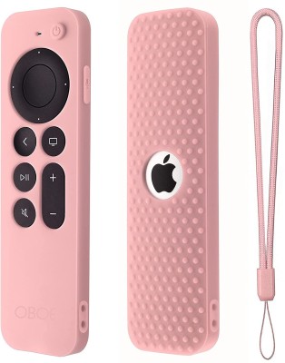 Oboe Front & Back Case for New Siri Apple TV 4k 2nd Gen Full Wrap Remote Cover Anti-Slip Washable with Loop(Pink, Shock Proof, Silicon, Pack of: 1)