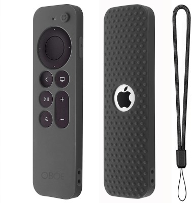 Oboe Front & Back Case for New Siri Apple TV 4k 2nd Gen Full Wrap Remote Cover Anti-Slip Washable with Loop(Grey, Shock Proof, Silicon, Pack of: 1)