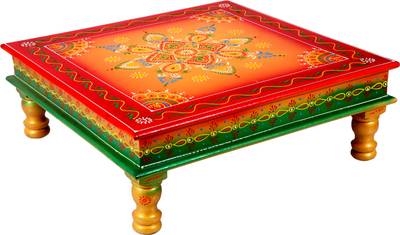 wooden palm Meenakari Wooden Chowki puja bajot for Home & Office Décor for Puja Wooden All Purpose Chowki