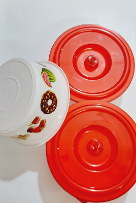 NISHTHA CREATION Plastic Utility Container  - 500 ml(Pack of 3, Red, White)