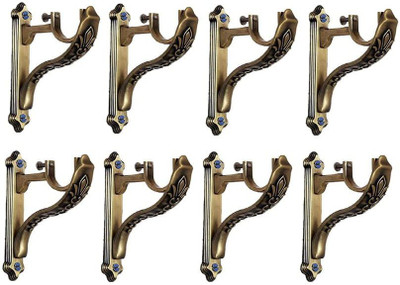 LEEZEN Architectural Hardware Brown Rod Rail Bracket, Curtain Hooks Metal(Pack of 8)