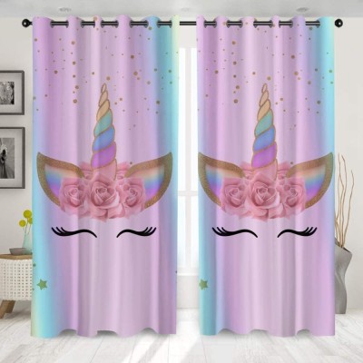 Fashion Point 214 cm (7 ft) Polyester Room Darkening Door Curtain (Pack Of 2)(Printed, Pink)