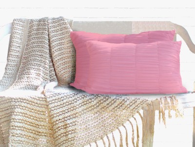 Dekor World Self Design Cushions & Pillows Cover(Pack of 2, 30 cm*50 cm, Pink)