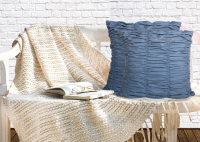 Dekor World Self Design Cushions & Pillows Cover(Pack of 2, 40 cm*40 cm, Blue, Grey)