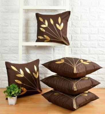 SK Fashion Velvet Cushions & Pillows Cover(Pack of 5, 40 cm*40 cm, Brown)