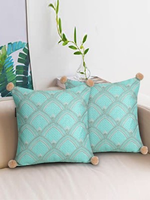 Mezposh Embroidered Cushions Cover(Pack of 2, 40 cm*40 cm, Green)