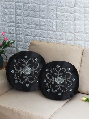 Mezposh Floral Cushions Cover(Pack of 2, 40 cm*40 cm, Black, Silver)