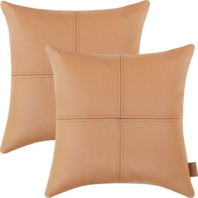 Ayra Italia Leather, Suede Cushions Cover(Pack of 2, 30 cm*30 cm, Brown)