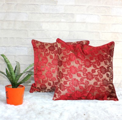 Dekor World Floral Cushions & Pillows Cover(Pack of 2, 30 cm*30 cm, Maroon)