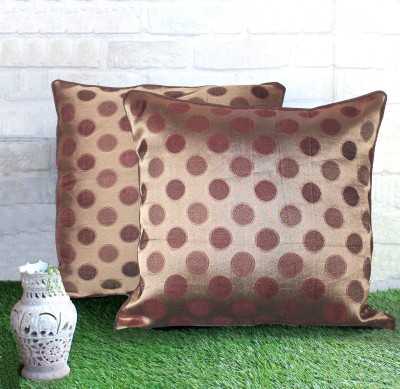 Dekor World Polka Cushions & Pillows Cover(Pack of 2, 30 cm*30 cm, Brown)